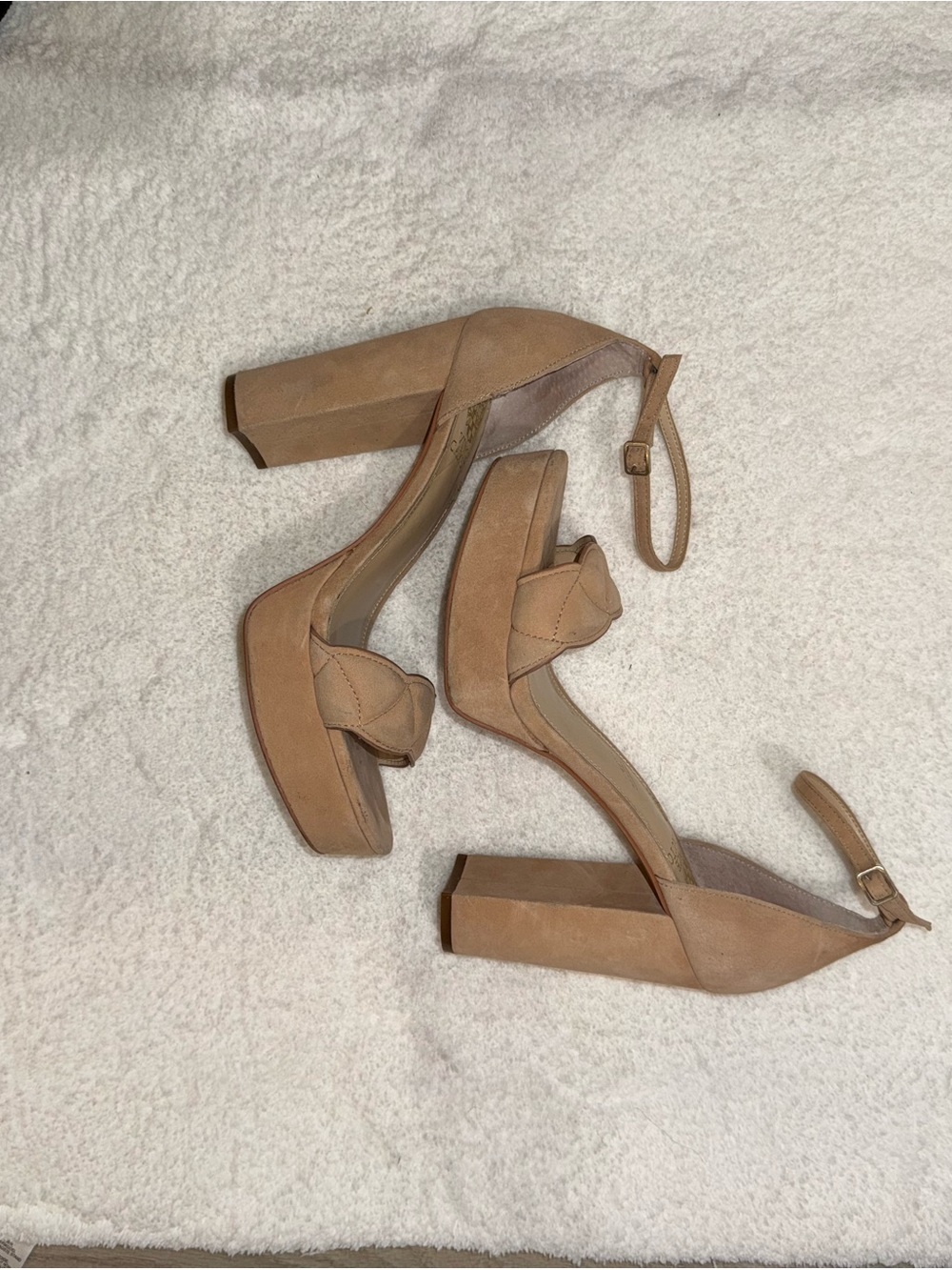 Vince Camuto Tan Suede Platform Block Heel Sandals
